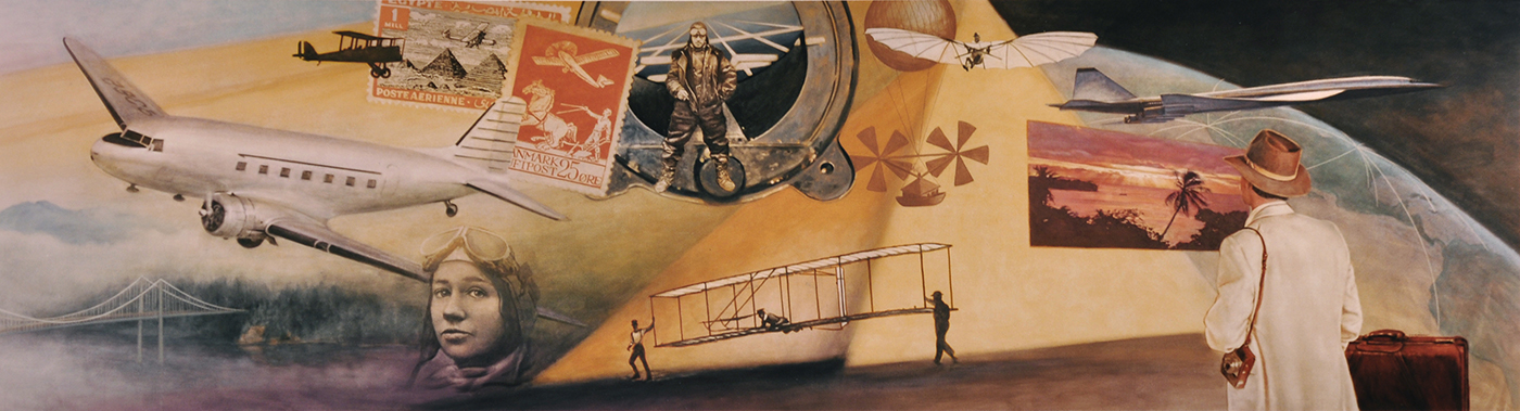 Aviation Mural  |  Casein on canvas  |  6′ x 21′