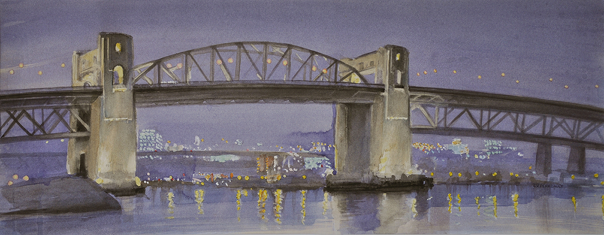 Burrard Bridge  |   Watercolour  |  12″ x 30″